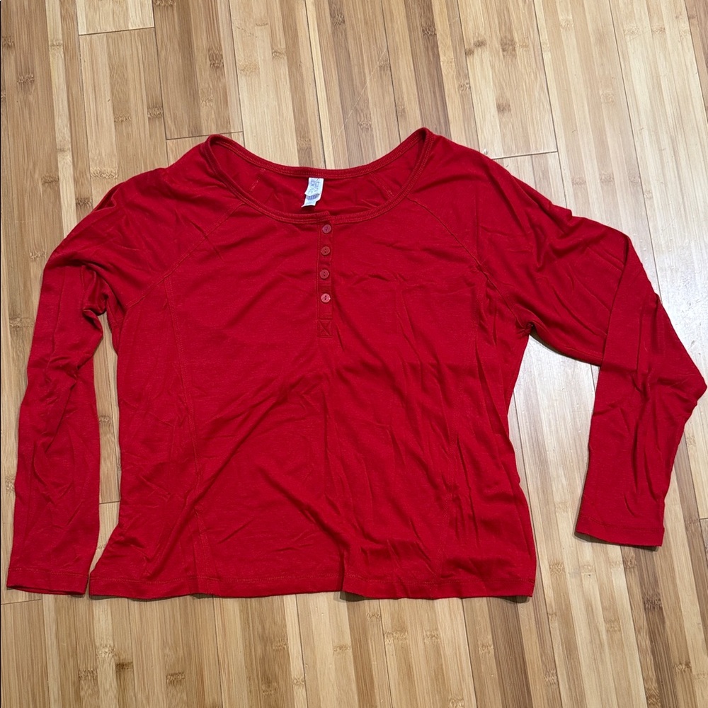 Stars Above Red Long Sleeve Pajama Top
